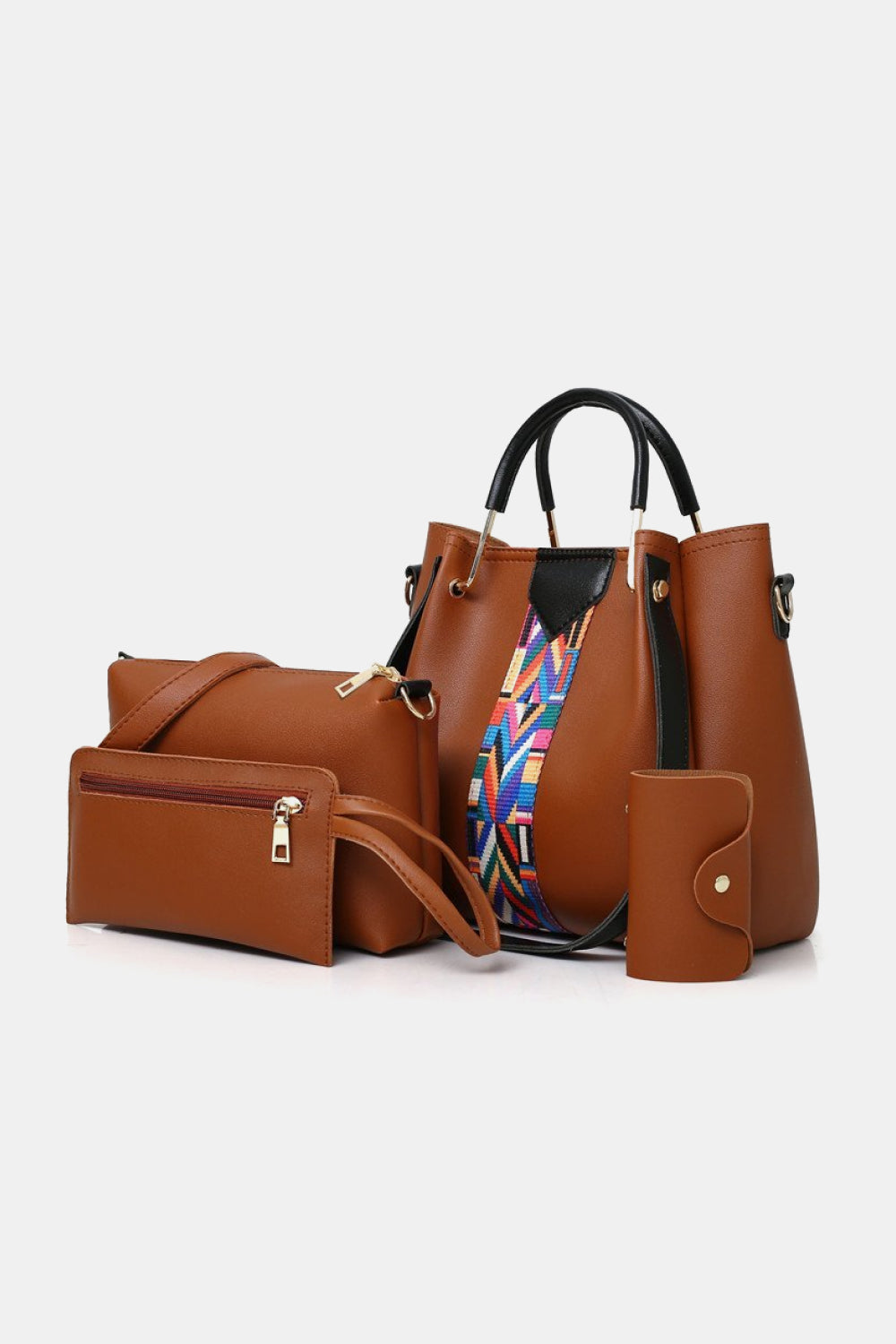 4-Piece Reconstituted Leather Leather Bag Set